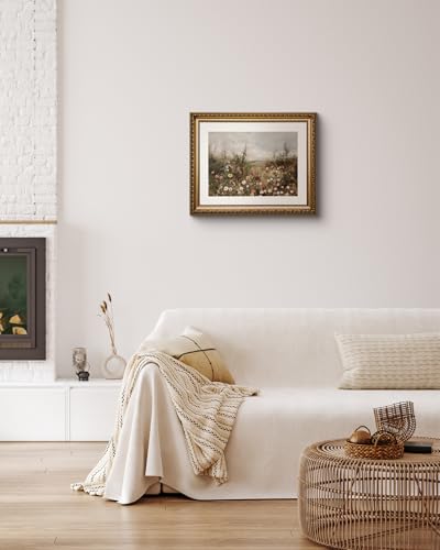 InSimSea Gold Picture Framed Wall Art, Living Room Classical Wildflower Field Meadow Flowers Canvas Print Wall Decor, Vintage Landscape Home Farmhouse Decor, Antique Paintings with Frame 13x16inch - color: Blooming Meadow, size: 16"L x 13"W
