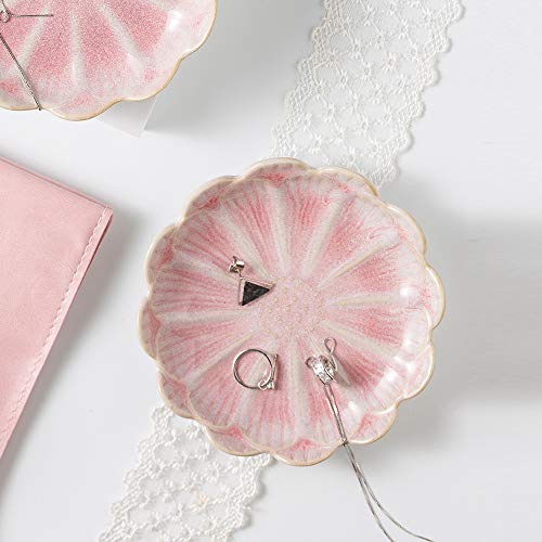 Mecaikru jewelry dish, flower shape ring dish, pink earring tray, cute jewelry holder, key bowl, flower pink - color: pink flower