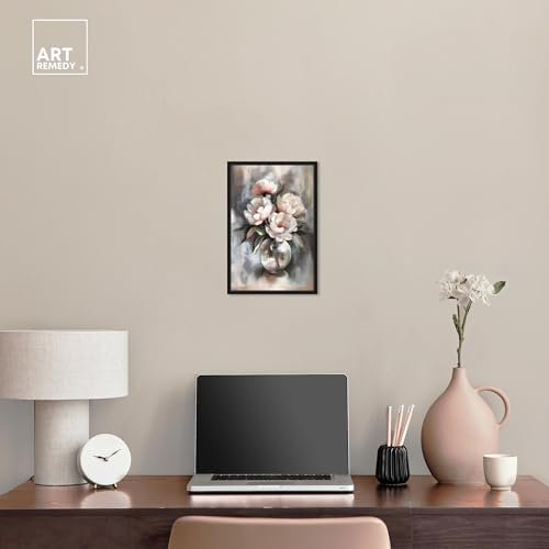 Art Remedy Glass Vase Flowers Canvas Luxury Floral Art, Black Frame, 10" x 15" - color: Black Frame, size: 16"L x 11"W