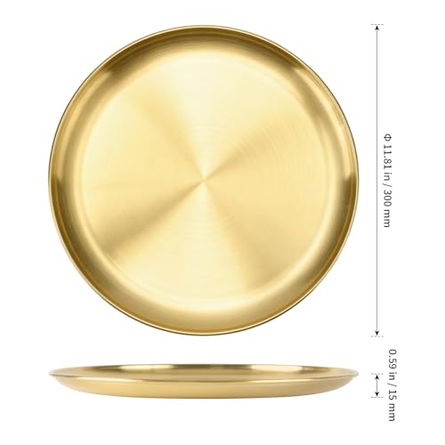 SHEUTSAN Round Serving Tray, 12 Inch, Gold, Set of 10