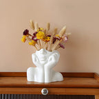 Face Vase Unique Ceramic Vase for Room,Office,Home Decor,White,Set - style: White-Set