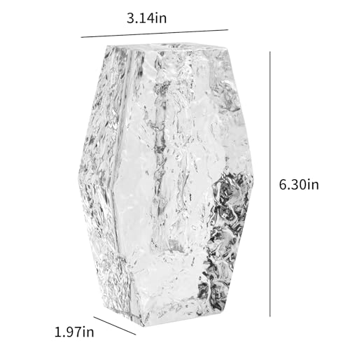 Glacier Series Crystal Vase 6.3-inch High, Modern Crystal Home Office Decor for Living Room Dining Table Centerpieces, Birthday and Wedding - size: Large