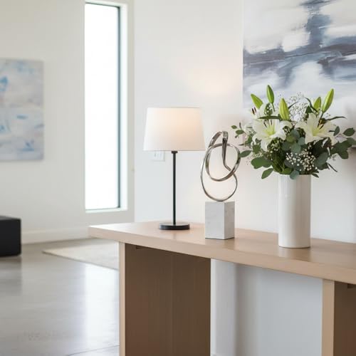 Modern Day Accents 4109 Lazo Abstract Sculpture on Marble, Silver and White Large Decorative Sculpture, Home Decor, Office or Room Decor, Tabletop, 17.5" H