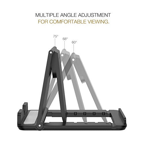 MoKo Phone/Tablet Stand, Foldable Tablet Holder Compatible with iPhone 17/17 Air/17 Pro/17 Pro Max, iPhone 16/Pro/Pro Max/Plus, iPhone 15/Pro/Pro Max/Plus, iPhone 14/Pro/Pro Max/Plus, Black - color: Black, size: Small Size