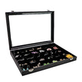Wudygirl 30 Grid Jewelry Organizer Clear Lid Jewelry Tray Stackable Jewelry Storage Case Display Rings,Earrings,Necklace,Black Velvet (30 Grid) - style: 30 Grid Tray