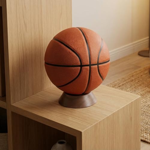 JUXYES Wooden Sphere Holder Display Stand, 3 Pack Large Wood Sport Ball Stand, Simple Round Display Easel Stands for Soccer Ball, Footballs, Baseball, Tolleyball, Basketball, Rugby - size: L - 3 PCS
