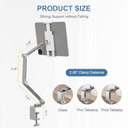 Houele Tablet Stand Holder, Adjustable Foldable Tablet Arm iPad Desk Mount with 360°Rotate Base, Phone Holder iPad Stand for Desk and Bed, Compatible with Tablets, Phones or Other 4-15.6" Device - color: Silver