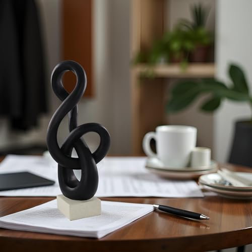 16" Modern Abstract Ribbon Decorative Sculpture, Knot Sculptures,Home Decor,Coffee Table Statues,Dining Living Room Desk Decor,Musical Note,Black - color: 16" Black