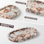 Red Marble Oval Tray 10x6 Inch - Vanity & Bathroom Organizer, Jewelry Dish, Coffee Table Decor - Natural Stone Desktop Catchall - style: Calacatta Red - 1 Pack