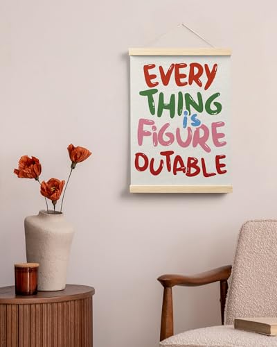 FGFK Everything is Figureoutable Colorful Inspirational Wall Art Poster Hanger Frame, Motivational Positive Affirmations Canvas Prints Framed Wall Decor for Office Classroom Home, 12x16 Inch - color: Colorful
