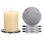 OwnMy 5PCS Glass Pillar Candle Holders Set - 3 Inch Glass Pillar Candle Plates, Round Candle Stand Base Clear Candle Plates and Trays for Wedding Dining Table Centerpieces, Grey
