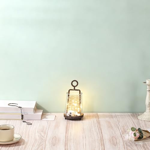 3.3" Wide Modern Farmhouse Metal Hurricane Candle Holder with Handmade Sturdy Glass Sleeve in Rustic Brown for Tealight Candle & Plants, Glass Hurricane Lantern, Industrial, Minimalistic - color: Brown, size: 3.3"x5.2"