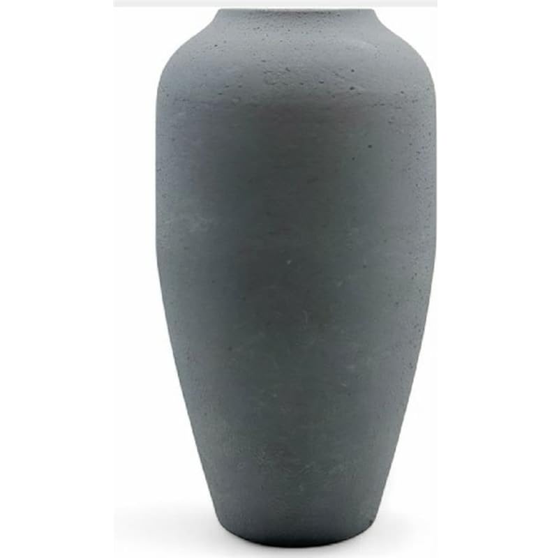 Hosley 11 in High Dark Grey Metal Vase, Ideal for Dried Flowers Gift for Floral Arrangements Wedding Home Spa Votive Candle Gardens - color: Dark Grey
