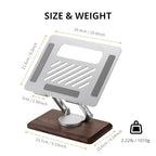 muso wood Laptop Stand for Desk, Laptop Riser with 360 Rotating Walnut Base, Adjustable Laptop Stand, Ergonomic Wooden Laptop Ventilated Stand for 10 to 17.3 Inches Notebook PC Computer