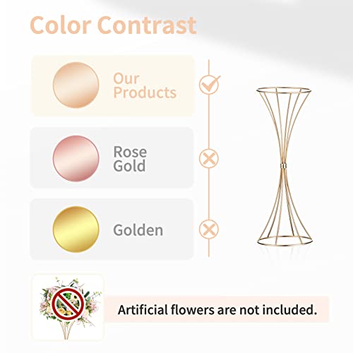 NUPTIO 2 Pcs Wedding Centerpieces for Tables, 19.7in Tall Metal Flower Trumpet Vase, Gold Vases for Centerpieces, Artificial Flower Display Rack for Birthday Party Dinner Event Hotel Home Decor - size: 19.7 inch Tall