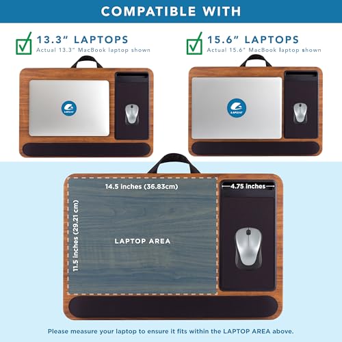 LAPGEAR Home Office Pro Lap Desk with Wrist Rest, Mouse Pad, and Phone Holder - Espresso Woodgrain - Fits up to 15.6 Inch Laptops - Style No. 91612 - color: Espresso Woodgrain, size: Home Office Pro W/Wrist Rest