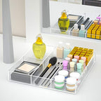 HIIMIEI Acrylic Drawer Organizer, 6 Section Clear Makeup Tray Organizer for Drawer Office Bedroom(11.8x11.8 inch) - size: 12'' x 12''