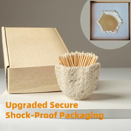 Concrete Match Holder with Strike,Modern Cement Matchstick Jar for Fireplace Mantle, Bathroom & Living Room Decor, Gift with Secure Packaging,No Matches