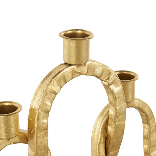 Deco 79 Metal Decorative Candle Holder Interlocked Chains Candle Stand with Rectangle Base, Candlestick Holder 9" x 2" x 10", Gold - color: Gold, size: 9" x 2" x 10"