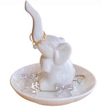 PUDDING CABIN White Elephant Gifts for Women, Wedding Ring Holder Dish, Elephant Gifts for Women Mom Friends, Aunt, Sisters, Birthday Engagement Bridal Shower Mothers Day Xmas Gift - style: Elephant White