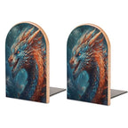 Dragon Art Bookend Wood Book End for Shelves Heavy Duty Non-Slip Wooden Bookend Support Universal Economy Bookends Fancy Modern Decorative Book Accessories 1 Pairs