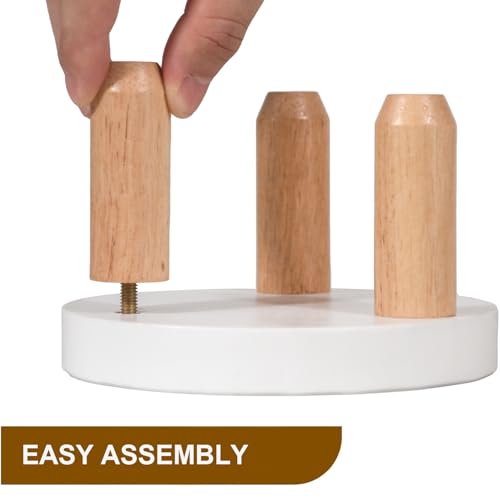 ARTORA Small Wooden Riser, Decorative Round Wood Desktop Plant Stand Mid Century Kitchen Counter Pedestal Stand for Centerpiece Pet Bowl Holder (White, 2 Pack) - color: White