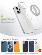 EWA MagOne 3rd Gen [Compatible with MagSafe] Phone Grip Stand with Finger Strap, Removable Magnetic Ring Holder Kickstand Loop for iPhone 17,16,15,14,13,12 Series (Silver) - color: Silver