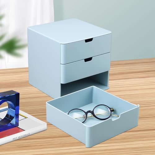 3-Drawer Vanity Organizer, Compact Storage Organization Drawers Blue - color: Blue