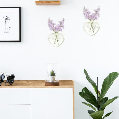 XXXFLOWER Wall Hanging Glass Terrariums，Clear Planters Propagation Station Glass Flower Vase,Air Plant Terrariums for Hydroponic Plants,Home Office Decor,Gifts,Heart-Shaped Set of 2 - size: 2 Love Wall Hanging
