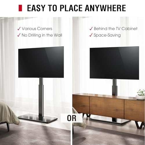 AOKCOS Swivel TV Floor Stand for 32-65 Inches TVs, 8 Level Height Adjustable Corner Small TV Stand Mount for Living Room/Bedroom, Holds up to 88 lbs,MAX VESA 400x400mm,Black - color: Black, size: for 32"-65"
