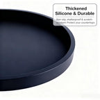 Silicone Bathroom Tray - 9-Inch Round Vanity Tray, Suitable for Candles, Perfumes, Soap Dispensers Black - color: Black