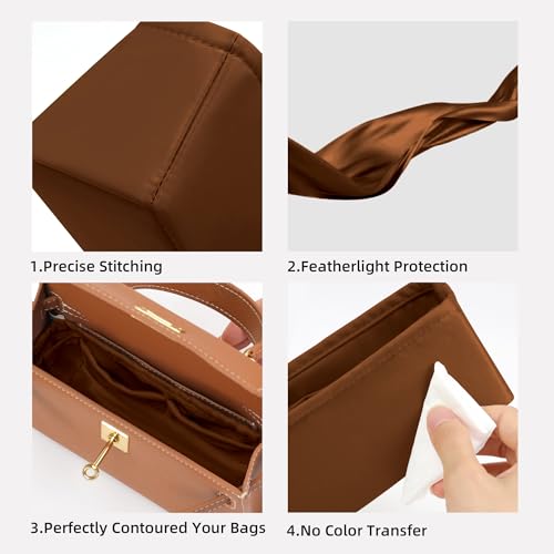 DGAZ Purse Bag Organizer Insert, Silk, Luxury Handbag Tote in Bag Shapers, Fits Kelly mini I/mini II /20/25/28/32/35/40 Bags (Gold, KL25) - color: Gold, size: KL25