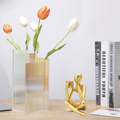 Jinkoozz Gold Reading Women Statue, Thinker Sculptures, Abstract Art Ornament, Modern Aesthetic Figurine Decoration, Suitable for Home Living Room Bedroom Office Shelf Table Desk Bookshelf Decor - color: Gold Right, size: Small