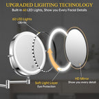 FUNTOUCH Rechargeable Wall Mounted Makeup Mirror with Lights,5000mAh Double Sided 3X/20X Magnifying,3 Color Lights,Touch Dimmable, Extended Arm 360 Rotation Lighted Bathroom Mirror with Magnification - color: Chrome