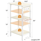 Asgolion Tall End Table with Charging Station, 3 Tier Narrow Tall Nightstand with Storage, Slim Side Table for Bedroom, Living Room, Nursery, Office, Cream White - color: Cream White, style: With Outlet