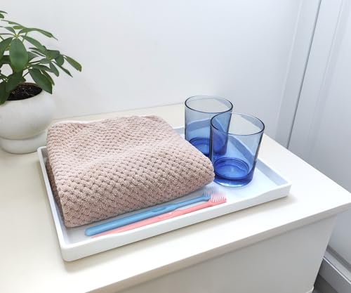 White Serving Tray (11.8 x 8.7 inch) for Serving Accessory, Spa, Coffee, Drinks, Wine, Tea, Bar, Party, Seasoning, Perfume and Display Use. - color: White-1 Tray, size: 11.8" x 8.7" x 0.8"
