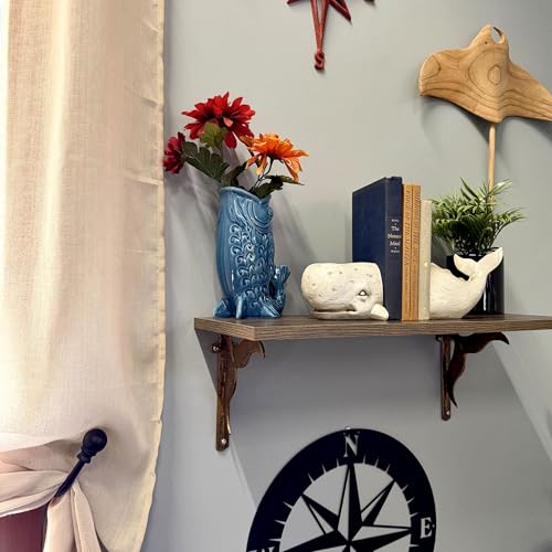 Sperm Whale Head and Tail Bookend Set, Off White Weathered Hand Painted Resin Nautical Bookends, 10 Inch Coastal Shelf Decor for Home Office, Bedroom or Living Room - color: Whale - Off-white
