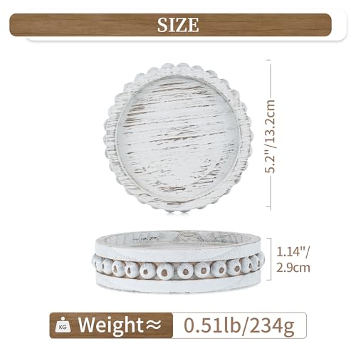 Hanobe Candle Holder for Pillar Candles: Set of 3 Rustic Farmhouse Wooden Candlestick Holders - Whitewashed Candle Stand for Table Centerpieces Fireplace Mantel Home Decor