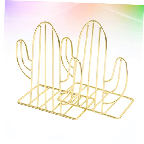 Cactus Bookends Metal Creative Plant Shape Book Stand Organizer for Home Office Desk Compact 7.08X5.31X3.54 Inch Book Rack for Books Files Magazines
