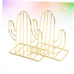 Cactus Bookends Metal Creative Plant Shape Book Stand Organizer for Home Office Desk Compact 7.08X5.31X3.54 Inch Book Rack for Books Files Magazines