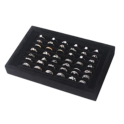 Pangkeep Ring Holder Display Tray Jewelry Organizer Stands for Selling Rings Earrings Show (Black) - color: Black