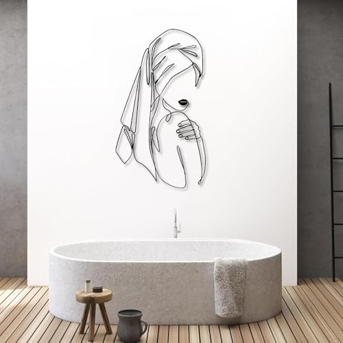 OZF Minimalist Female Line Art Metal Wall Decor, Modern Abstract Woman Silhouette Wall Art, Contemporary Feminine Wall Sculpture for Living Room Bedroom Bathroom, Indoor Hanging Home Decor (Black3, 19 x 10 in | 47 x 27cm) - size: 19 x 10 in | 47 x 27cm, s