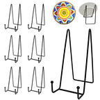 7 Pack 8 Inch Large Plate Stands for Display, Metal Black Plate Holder Display Stand, Picture Frame Stands for Book, Photo Easel, Decorative Plates