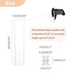 NUPTIO Candle Stick Candle Holder: Set of 6 Glass Hurricane Taper Candleholder - Bulk Candlestick Stand with Tall Cylinder Chimney for Thanksgiving Christmas Holiday Table Decoration