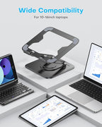 LOXP Adjustable Laptop Stand, Computer Stand with 360 Rotating Base, Ergonomic Laptop Riser Mount for Desk Foldable Protable Computer Desk Fits with MacBook Pro Air (10-16") - Black - color: Classic Black