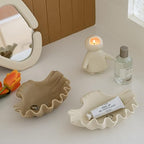 WENSHUO Ocean Shell Ceramic Decorative Bowl, Jewelry Dish for Rings, Trinkets, Crème (Matte Crème)