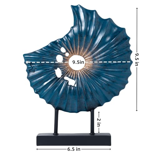 Unique Round Coin Sculpture Decorative Objects for Shelf Home Decor Accents, Modern Abstract Tabletop Decor Items for Living Room Fireplace Mantel, Above Cabinet (Blue L) - color: Blue L