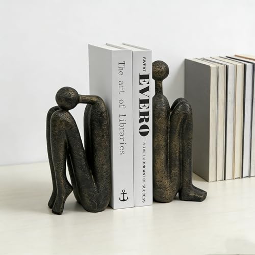 Thinker Decorative Bookends for Shelves, 1 Pair Heavy-Duty Book Ends Holder, Resin Book Stopper for Office Home Living Room Decor - color: Thinker-a