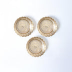 Shubhkart Solid Brass Decorative Nakshi Plate Set for Puja, Decoration & Diwali Gifting (Small 7 cm, Pack of 3, Solid Brass) - size: Small (Pack of 3)