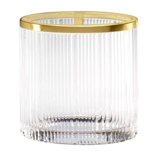 Nicole Miller - Toothbrush Holder, Glass Countertop Accessories, Dorm Room Essentials (Louise Collection, Clear) - size: Toothbrush Holder